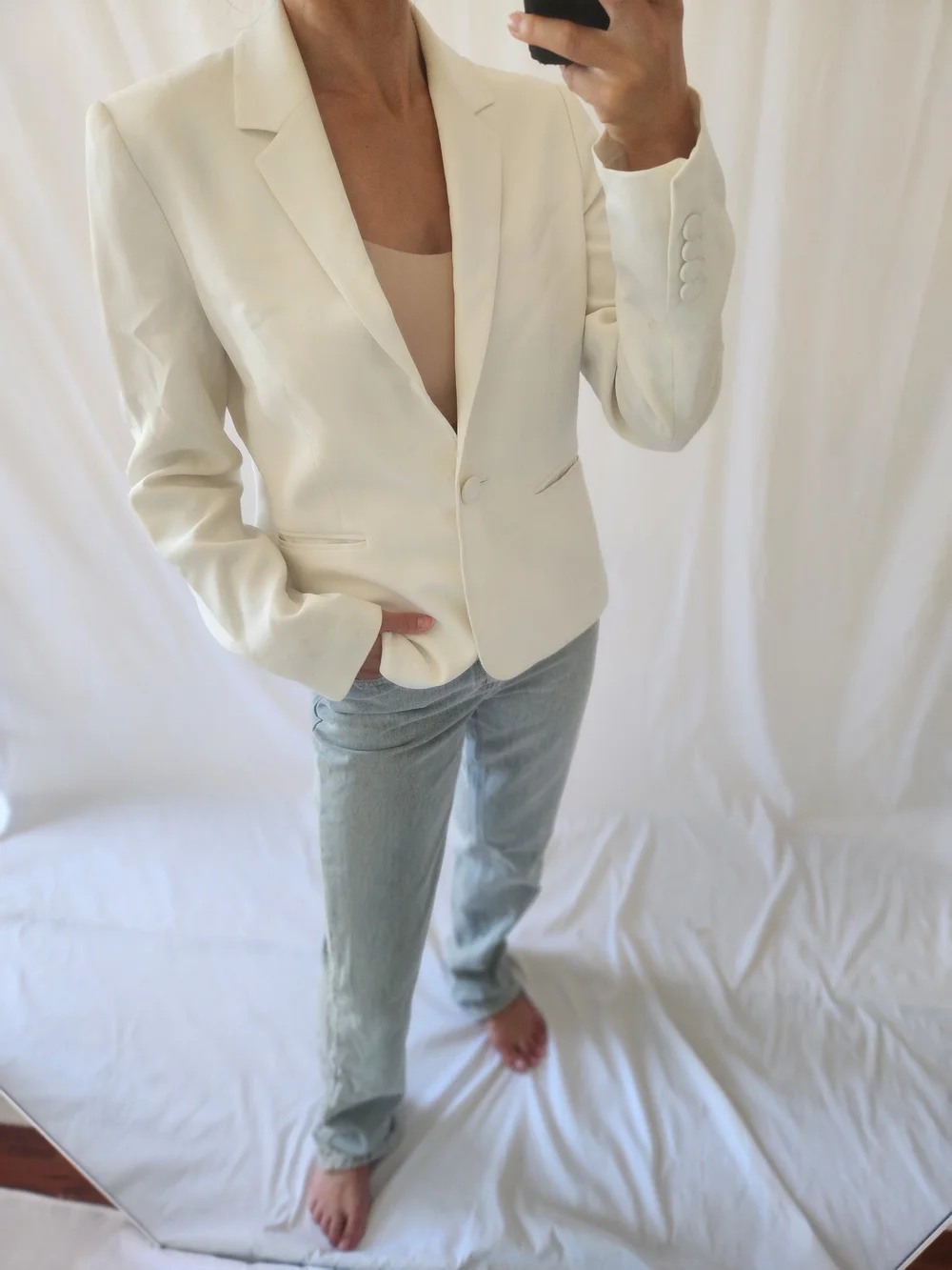 Lafayette 148 New York Ivory Tailored Blazer